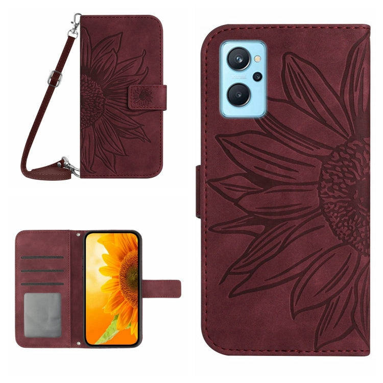 Skin Feel Sun Flower Pattern Flip Leather Phone Case with Lanyard, For Realme 9 Pro 5G, For Realme 9i/A36/A76/A96 4G