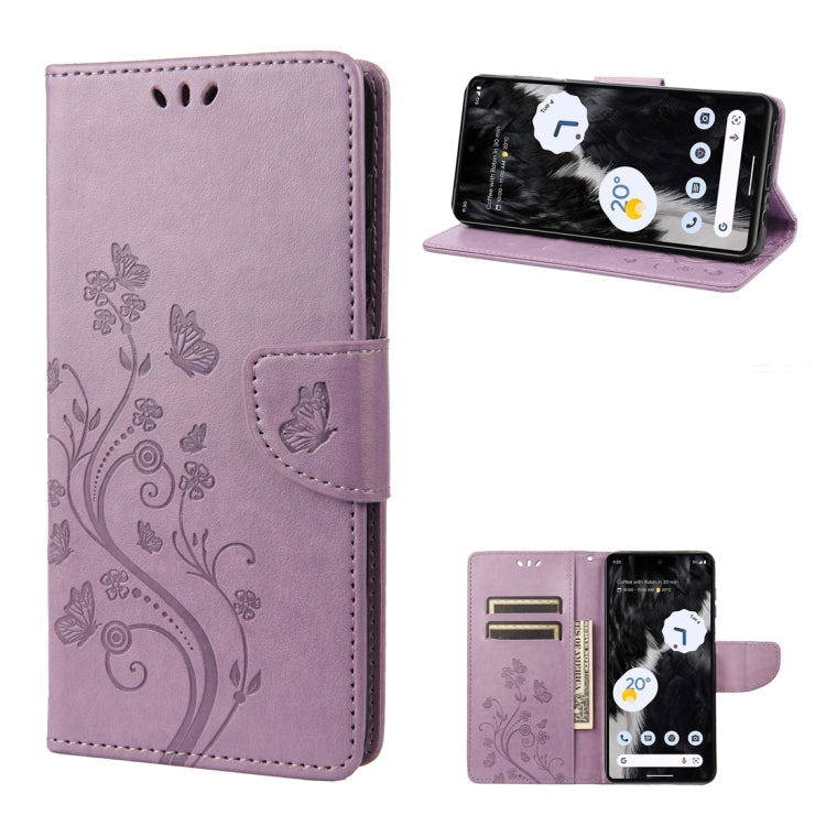 Butterfly Flower Pattern Flip Leather Phone Case, For Google Pixel 7 Pro 5G