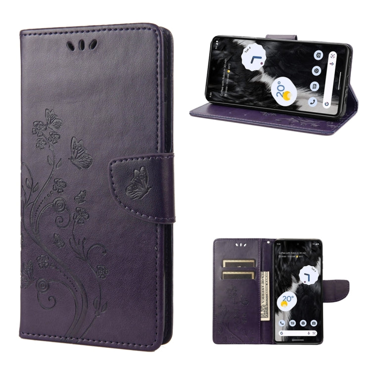 Butterfly Flower Pattern Flip Leather Phone Case, For Google Pixel 7 Pro 5G