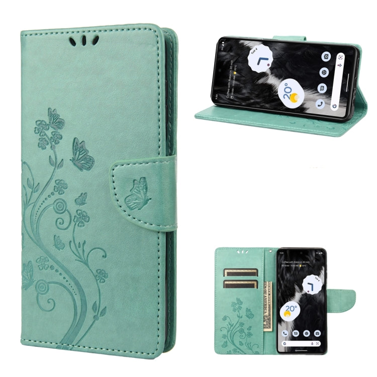 Butterfly Flower Pattern Flip Leather Phone Case, For Google Pixel 7 Pro 5G