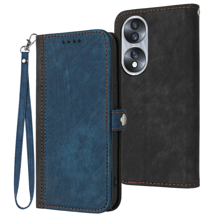 Side Buckle Double Fold Hand Strap Leather Phone Case, For Huawei Y6 2019, For Honor 70, For Honor X8