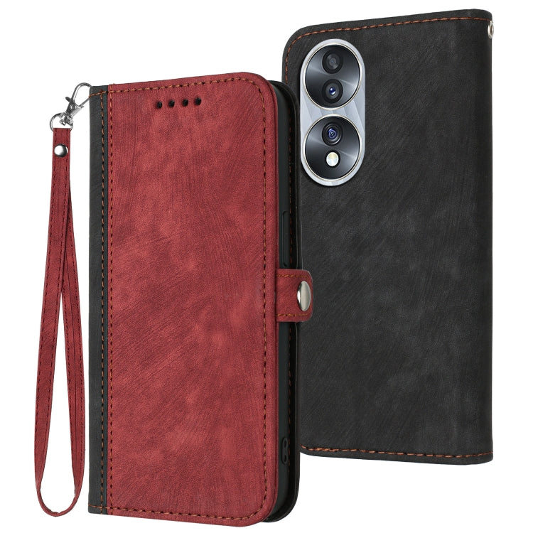 Side Buckle Double Fold Hand Strap Leather Phone Case, For Huawei Y6 2019, For Honor 70, For Honor X8