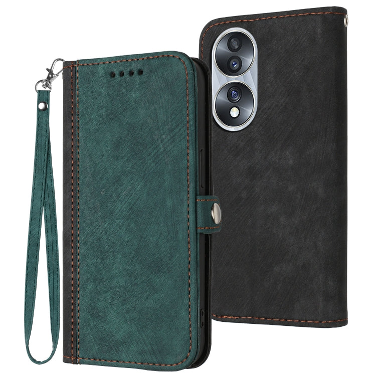 Side Buckle Double Fold Hand Strap Leather Phone Case, For Huawei Y6 2019, For Honor 70, For Honor X8