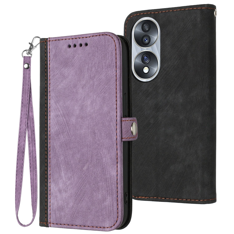 Side Buckle Double Fold Hand Strap Leather Phone Case, For Huawei Y6 2019, For Honor 70, For Honor X8