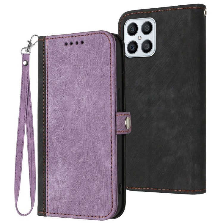 Side Buckle Double Fold Hand Strap Leather Phone Case, For Huawei Y6 2019, For Honor 70, For Honor X8
