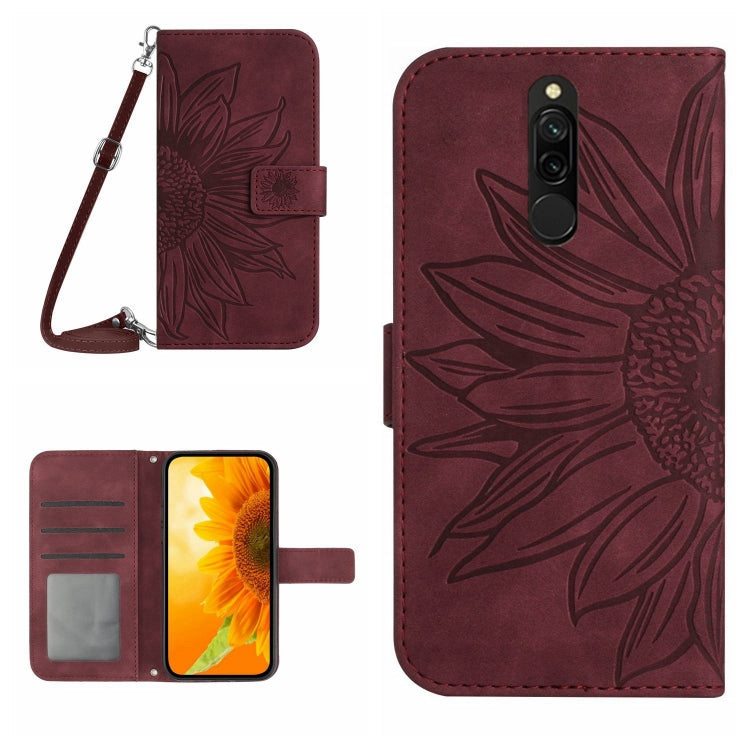 Skin Feel Sun Flower Pattern Flip Leather Phone Case with Lanyard, For Xiaomi Redmi 8 / 8A, For Xiaomi Redmi 9 / POCO M2