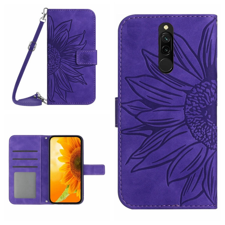 Skin Feel Sun Flower Pattern Flip Leather Phone Case with Lanyard, For Xiaomi Redmi 8 / 8A, For Xiaomi Redmi 9 / POCO M2