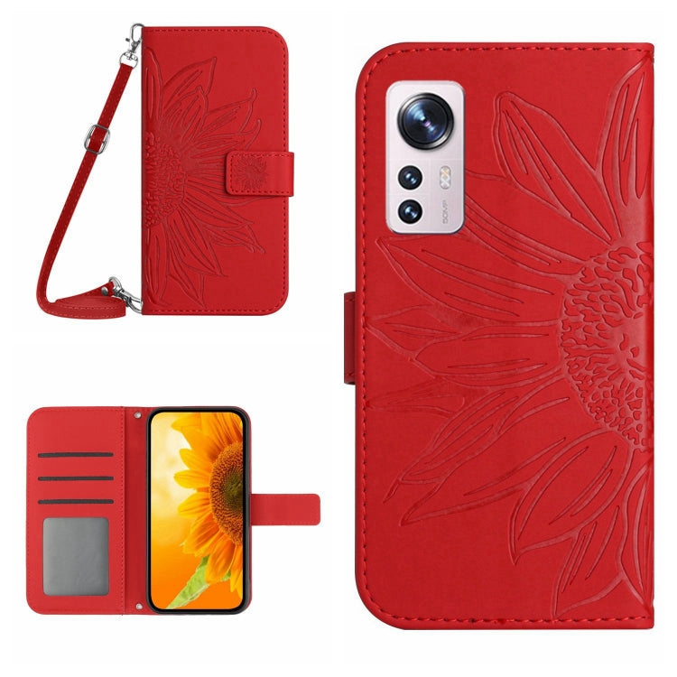 Skin Feel Sun Flower Pattern Flip Leather Phone Case with Lanyard, For Xiaomi 12 Lite, For Xiaomi Civi 2 / 12 Lite NE