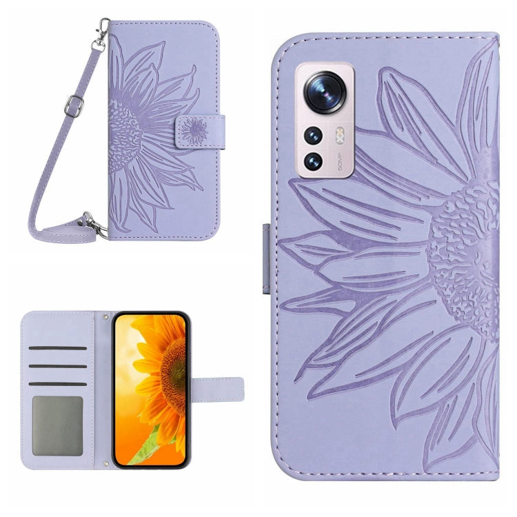 Skin Feel Sun Flower Pattern Flip Leather Phone Case with Lanyard, For Xiaomi 12 Lite, For Xiaomi Civi 2 / 12 Lite NE