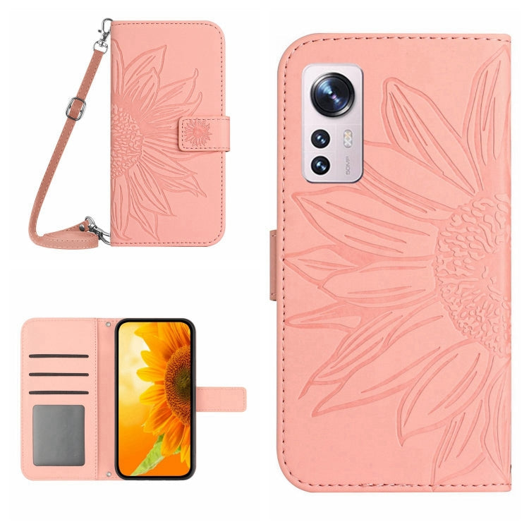 Skin Feel Sun Flower Pattern Flip Leather Phone Case with Lanyard, For Xiaomi 12 Lite, For Xiaomi Civi 2 / 12 Lite NE