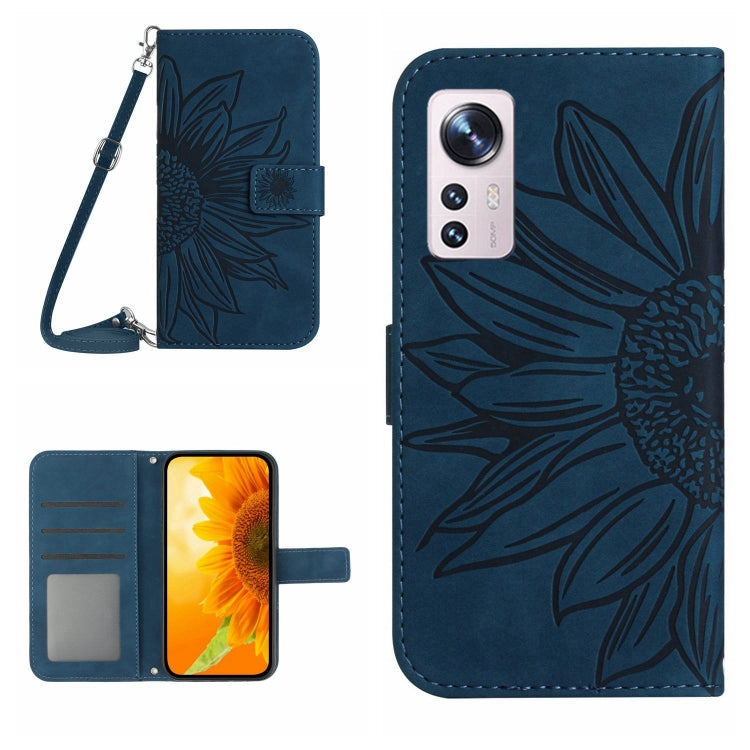 Skin Feel Sun Flower Pattern Flip Leather Phone Case with Lanyard, For Xiaomi 12 Lite, For Xiaomi Civi 2 / 12 Lite NE