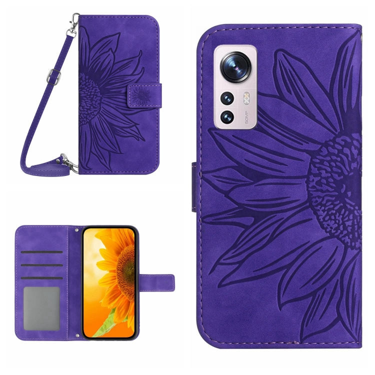 Skin Feel Sun Flower Pattern Flip Leather Phone Case with Lanyard, For Xiaomi 12 Lite, For Xiaomi Civi 2 / 12 Lite NE
