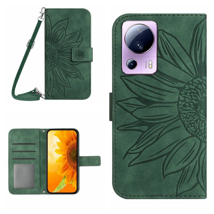 Skin Feel Sun Flower Pattern Flip Leather Phone Case with Lanyard, For Xiaomi 12 Lite, For Xiaomi Civi 2 / 12 Lite NE