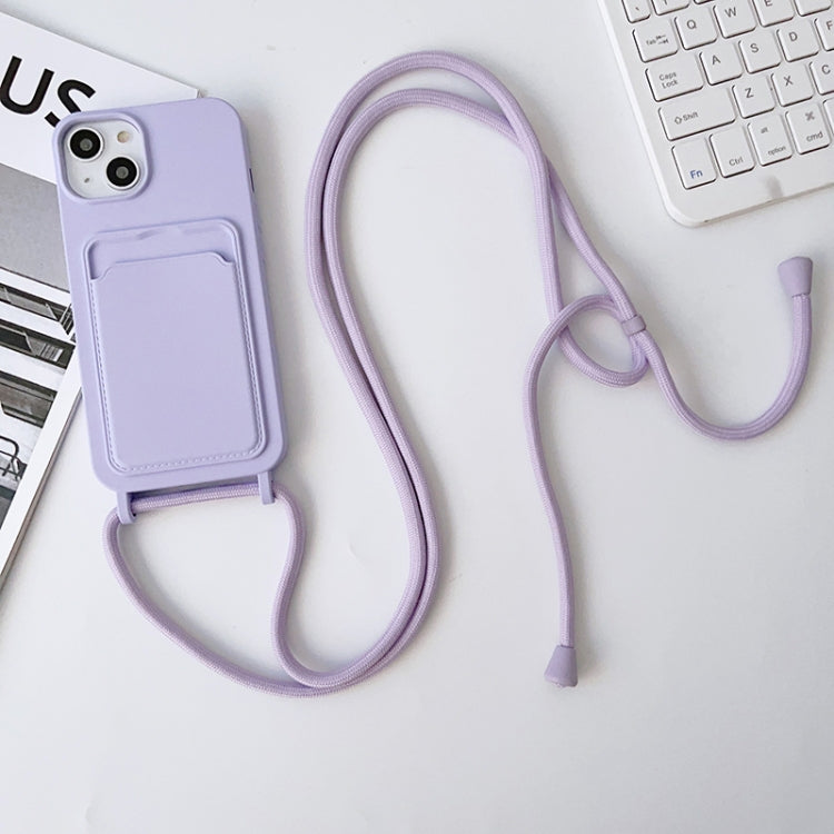 Crossbody Lanyard Elastic Silicone Card Holder Phone Case, For iPhone 14 Pro Max