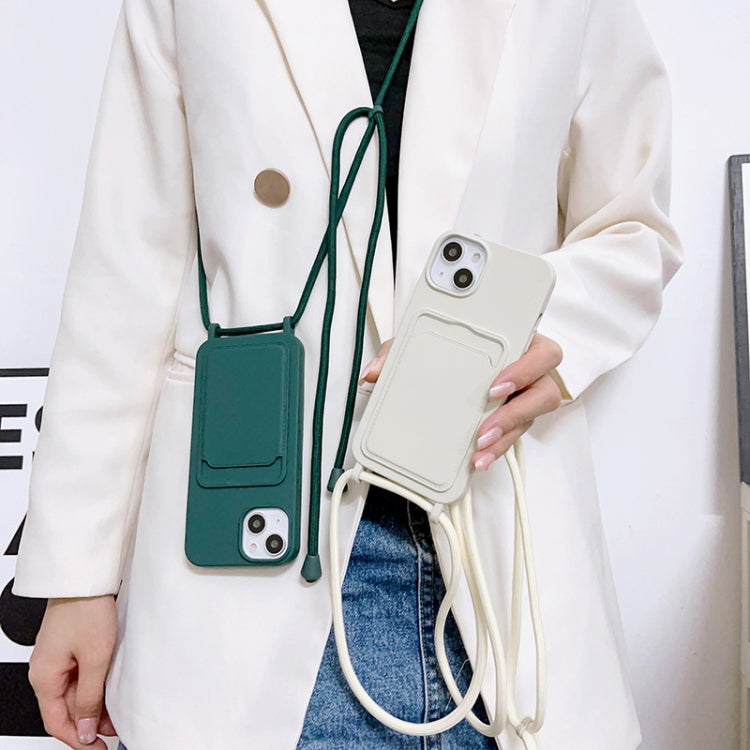 Crossbody Lanyard Elastic Silicone Card Holder Phone Case, For iPhone 14 Pro Max