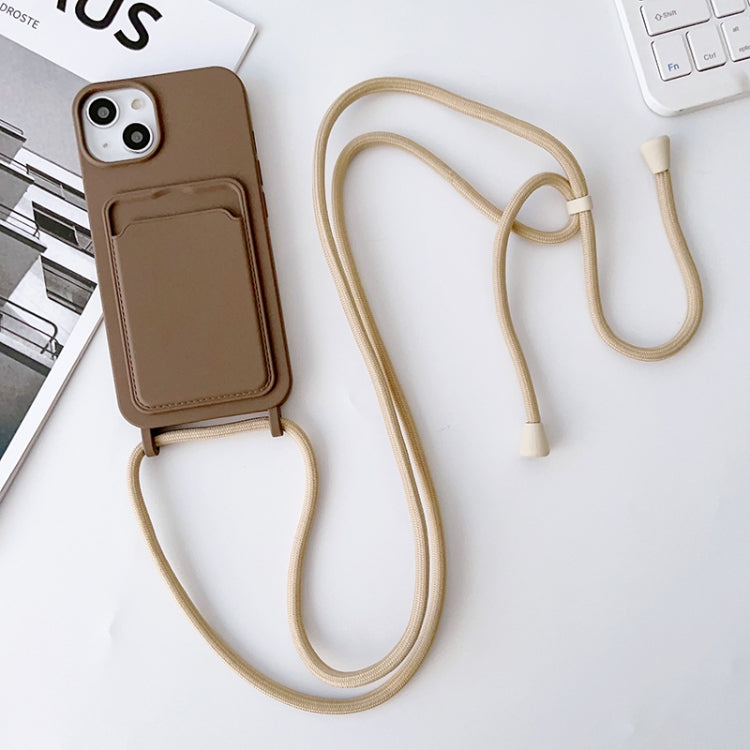 Crossbody Lanyard Elastic Silicone Card Holder Phone Case, For iPhone 13 Pro