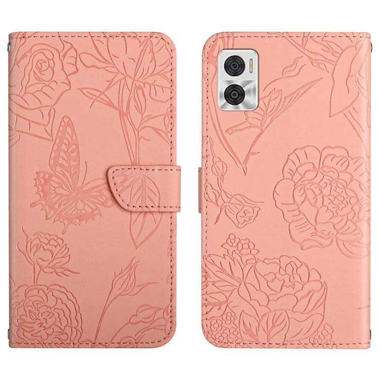 HT03 Skin Feel Butterfly Embossed Flip Leather Phone Case, For Motorola Moto E22 4G, For Motorola Moto G72 4G, For OPPO A17, For Realme 10 4G