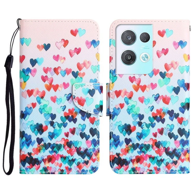 Colored Drawing Leather Phone Case, For OPPO Reno8 Pro