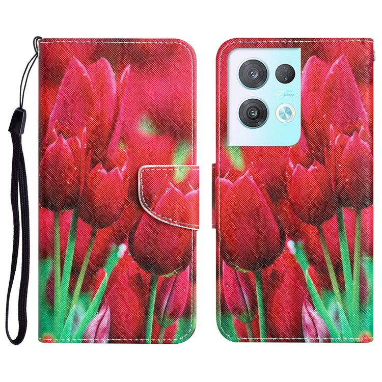 Colored Drawing Leather Phone Case, For OPPO Reno8 Pro