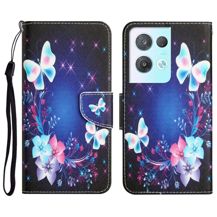 Colored Drawing Leather Phone Case, For OPPO Reno8 Pro