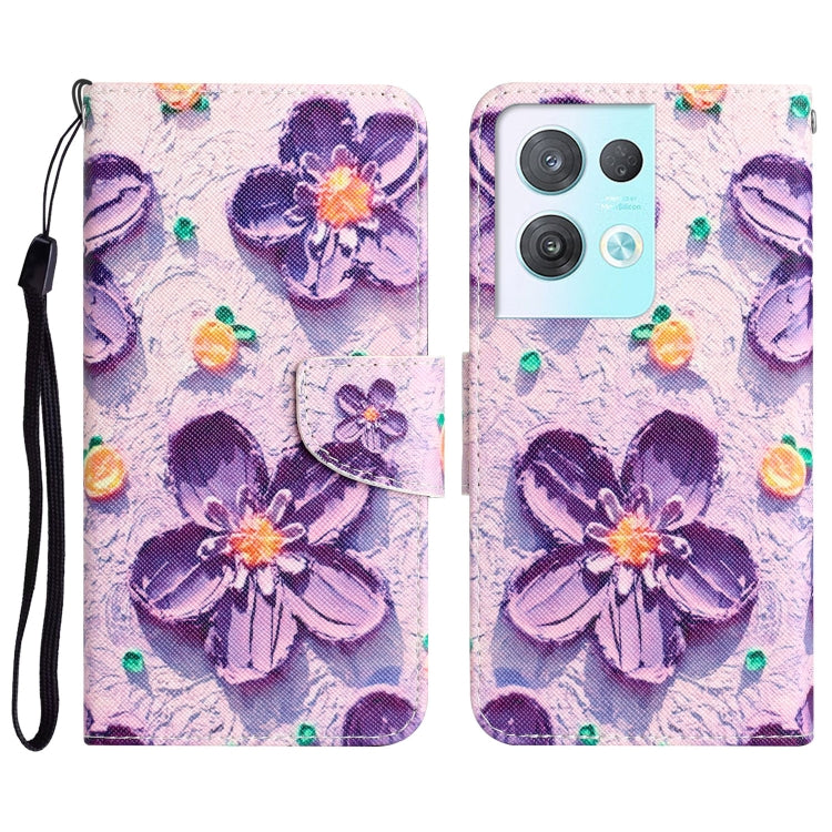 Colored Drawing Leather Phone Case, For OPPO Reno8 Pro