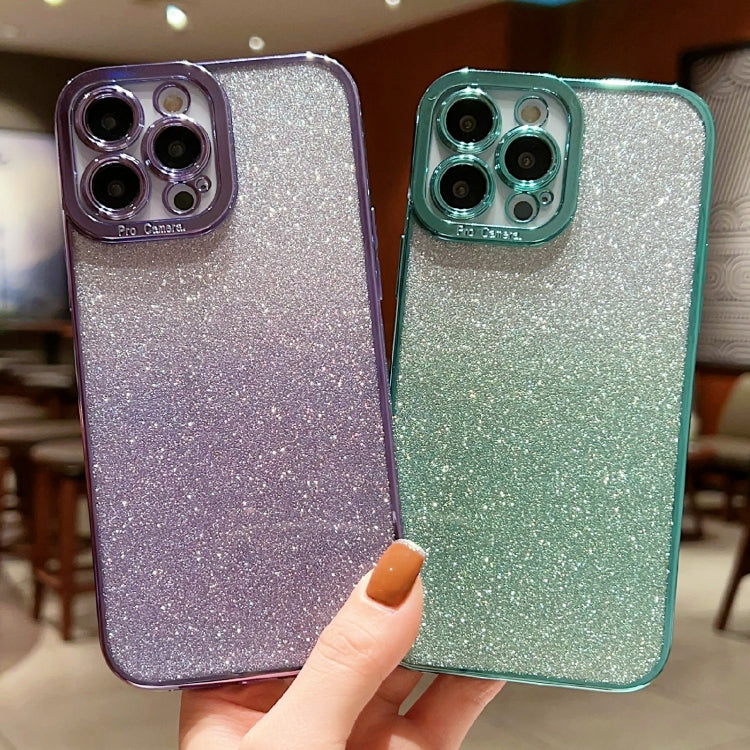 High Transparent Gradient Color Glitter TPU Phone Case, For iPhone 14 Pro, For iPhone 14