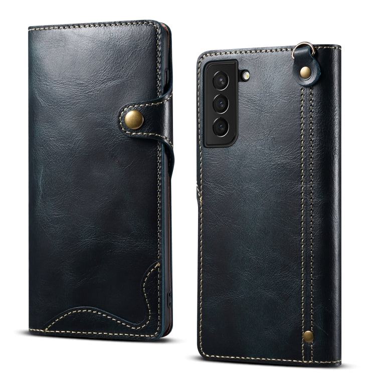 Denior Oil Wax Cowhide Magnetic Button Genuine Leather Case, For Samsung Galaxy S21 Ultra 5G, For Samsung Galaxy S22 5G, For Samsung Galaxy S22+ 5G, For Samsung Galaxy S22 Ultra 5G