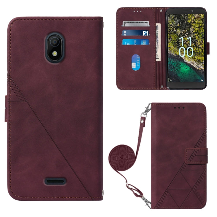 Crossbody 3D Embossed Flip Leather Phone Case, For Nokia C21, For Nokia C21 Plus, For Nokia C100, For Nokia C200