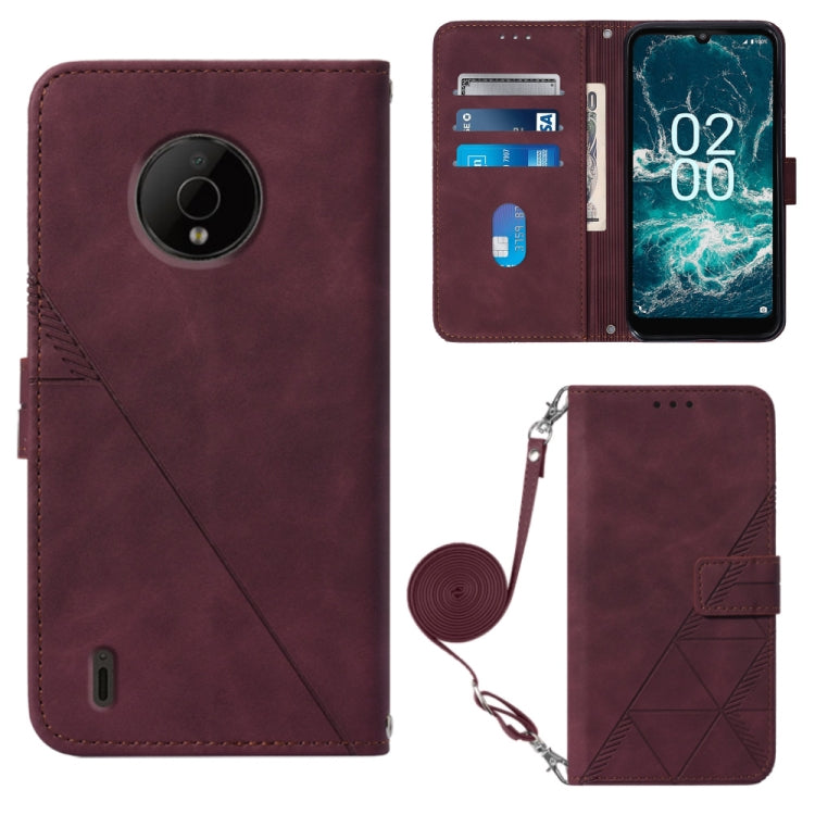Crossbody 3D Embossed Flip Leather Phone Case, For Nokia C21, For Nokia C21 Plus, For Nokia C100, For Nokia C200