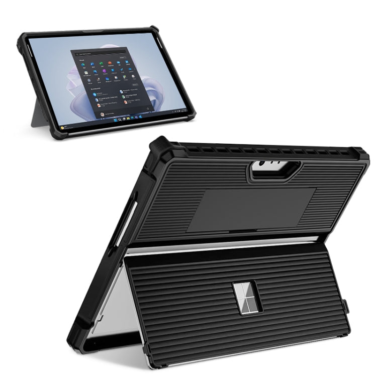 Striped Hollow Tablet Case with Holder Cover and Shoulder Strap, For Microsoft Surface Pro 8, For Microsoft Surface Pro 9