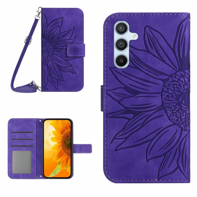 Skin Feel Sun Flower Pattern Flip Leather Phone Case with Lanyard, For Xiaomi Redmi Note 12 Pro+ China / Global / Note 12 Explorer, For Samsung Galaxy A54 5G