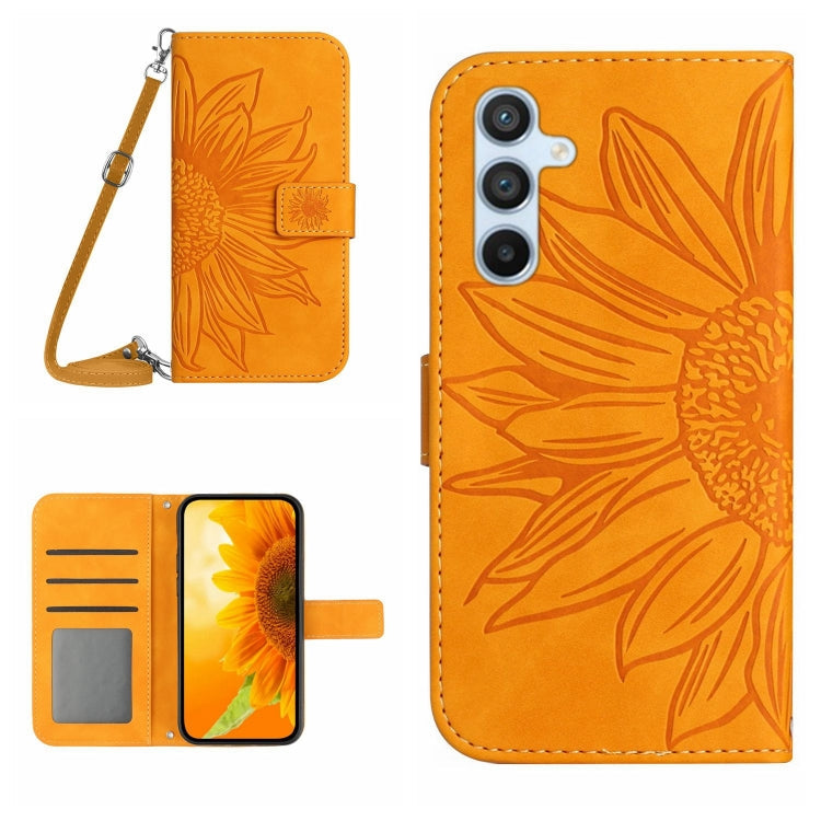 Skin Feel Sun Flower Pattern Flip Leather Phone Case with Lanyard, For Xiaomi Redmi Note 12 Pro+ China / Global / Note 12 Explorer, For Samsung Galaxy A54 5G