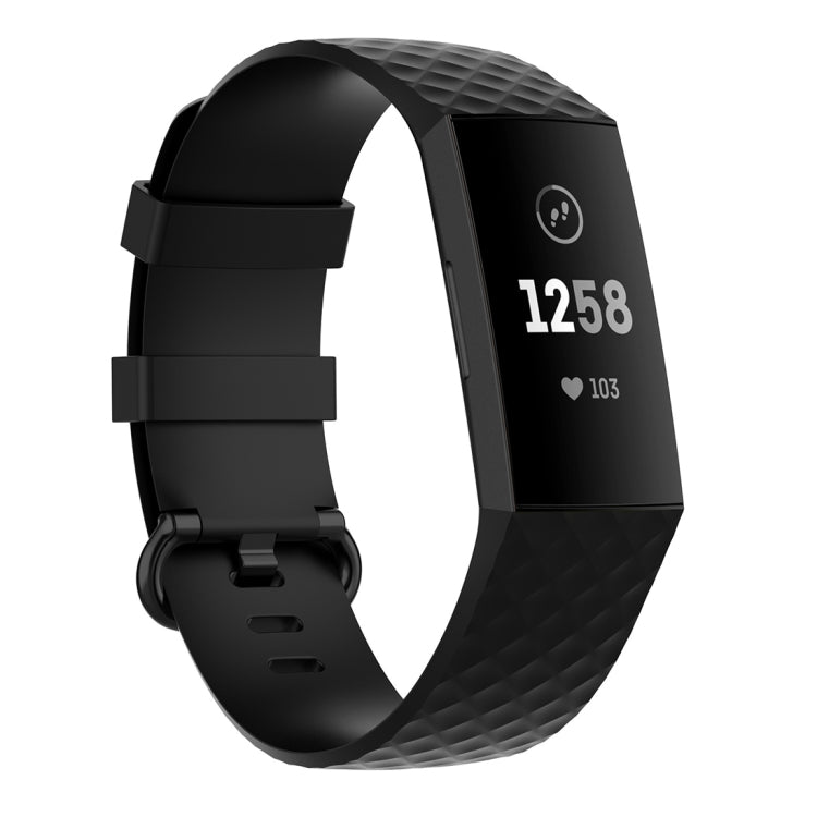 Silver Color Buckle TPU Wrist Strap Watch Band for Fitbit Charge 4 / Charge 4 SE / Charge 3 / Charge 3 SE, Size: L