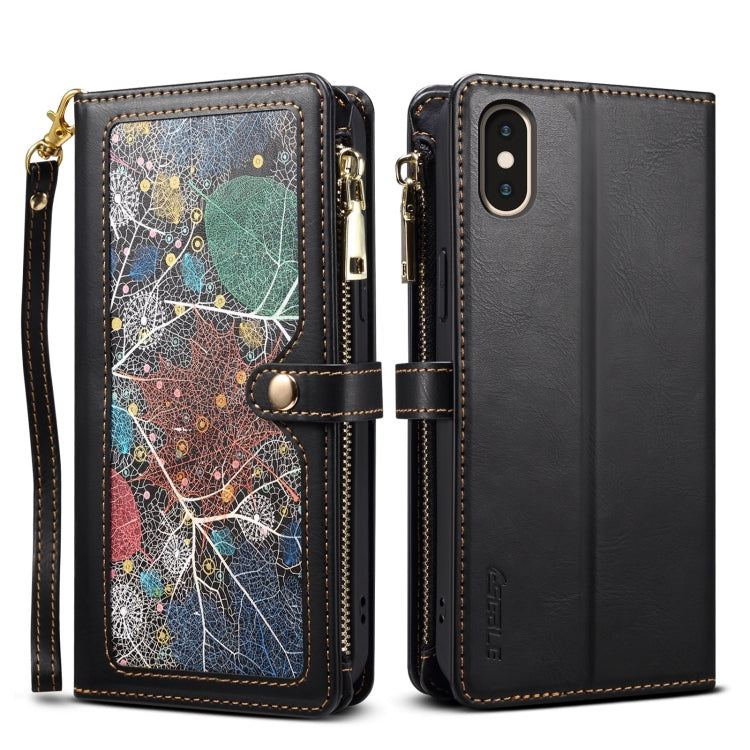 ESEBLE Star Series Lanyard Zipper Wallet RFID Leather Case, For iPhone XR, For iPhone 8 Plus / 7 Plus, For iPhone 6s / 6, For iPhone 6s Plus / 6 Plus
