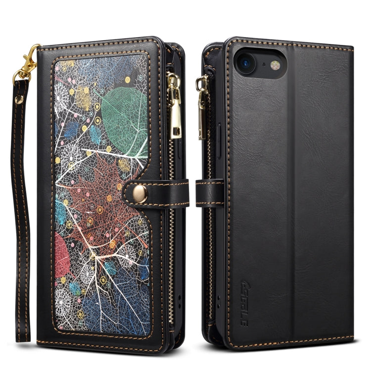ESEBLE Star Series Lanyard Zipper Wallet RFID Leather Case, For iPhone XR, For iPhone 8 Plus / 7 Plus, For iPhone 6s / 6, For iPhone 6s Plus / 6 Plus