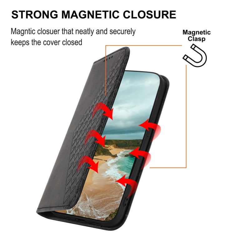 Cubic Grid Calf Texture Magnetic Leather Phone Case, For Realme 10 4G