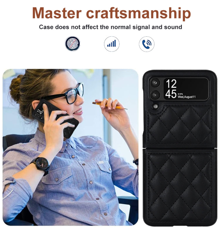 Rhombic Microfiber Folding Phone Case, For Samsung Galaxy Z Flip3