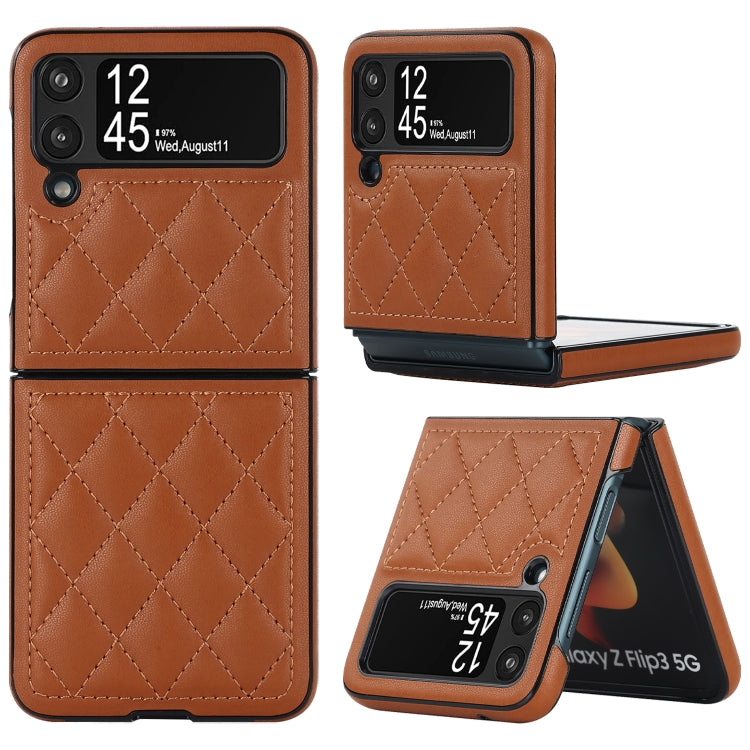 Rhombic Microfiber Folding Phone Case, For Samsung Galaxy Z Flip3