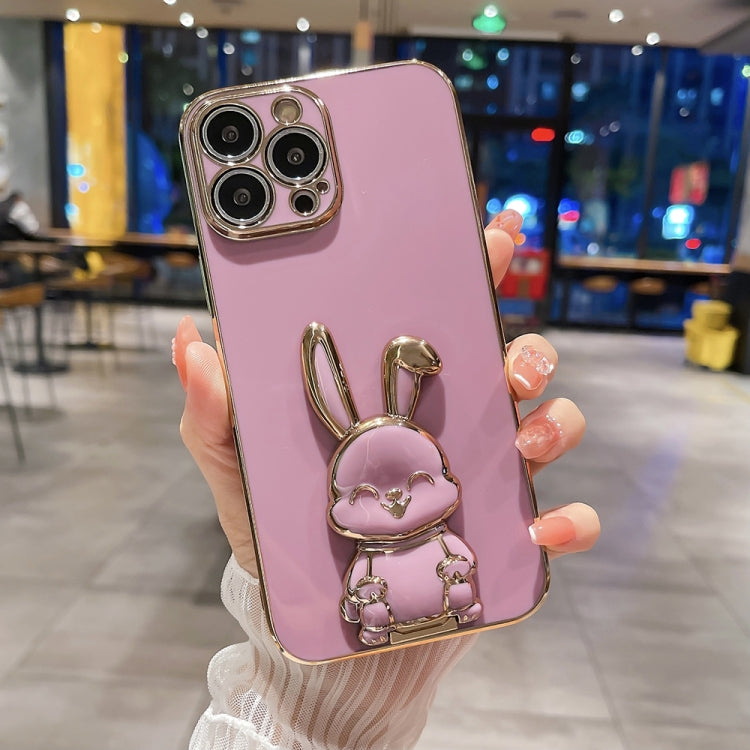 Plating Rabbit Holder Phone Case, For iPhone 14, For iPhone 14 Plus, For iPhone 14 Pro