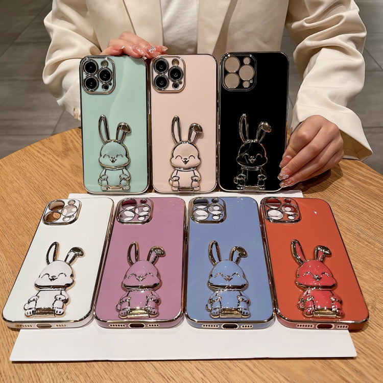 Plating Rabbit Holder Phone Case, For iPhone 14, For iPhone 14 Plus, For iPhone 14 Pro