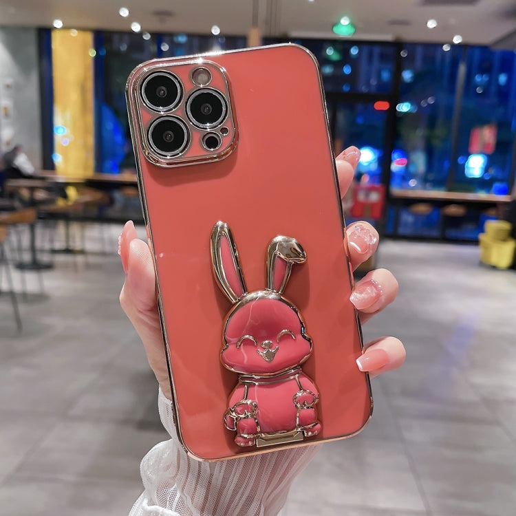 Plating Rabbit Holder Phone Case, For iPhone 14, For iPhone 14 Plus, For iPhone 14 Pro