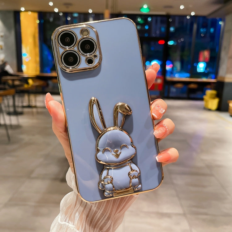 Plating Rabbit Holder Phone Case, For iPhone 14, For iPhone 14 Plus, For iPhone 14 Pro