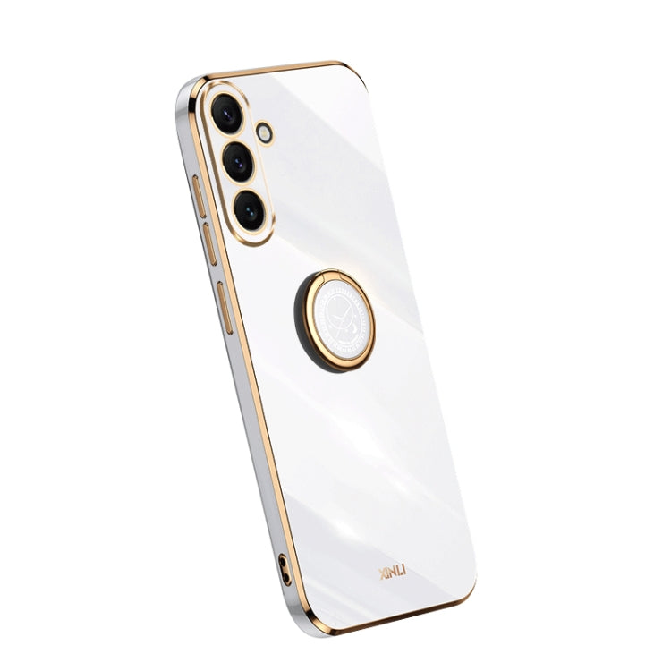 XINLI Straight Edge Electroplate TPU Phone Case with Ring, For Honor 80 SE 5G