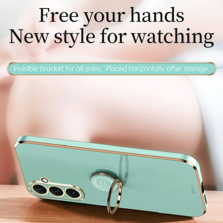 XINLI Straight Edge Electroplate TPU Phone Case with Ring, For Honor 80 SE 5G