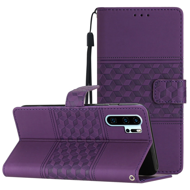 Diamond Embossed Skin Feel Leather Phone Case with Lanyard, For Huawei P30 Pro, For Huawei P40, For Huawei P40 Lite, For Huawei P40 Pro
