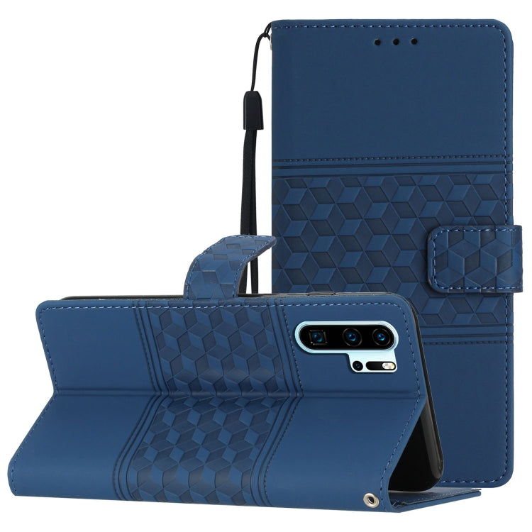 Diamond Embossed Skin Feel Leather Phone Case with Lanyard, For Huawei P30 Pro, For Huawei P40, For Huawei P40 Lite, For Huawei P40 Pro