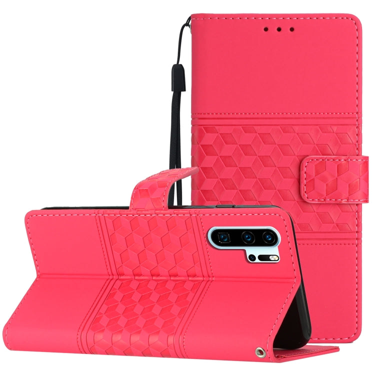 Diamond Embossed Skin Feel Leather Phone Case with Lanyard, For Huawei P30 Pro, For Huawei P40, For Huawei P40 Lite, For Huawei P40 Pro