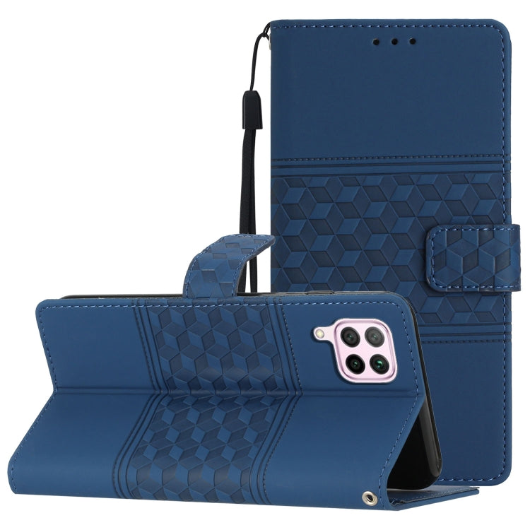 Diamond Embossed Skin Feel Leather Phone Case with Lanyard, For Huawei P30 Pro, For Huawei P40, For Huawei P40 Lite, For Huawei P40 Pro