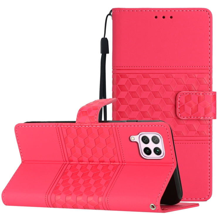 Diamond Embossed Skin Feel Leather Phone Case with Lanyard, For Huawei P30 Pro, For Huawei P40, For Huawei P40 Lite, For Huawei P40 Pro