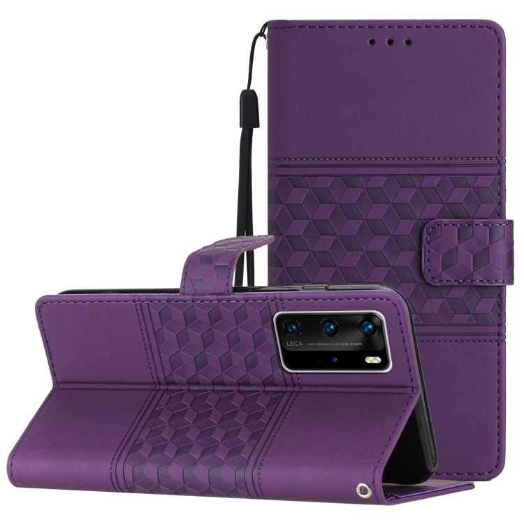 Diamond Embossed Skin Feel Leather Phone Case with Lanyard, For Huawei P30 Pro, For Huawei P40, For Huawei P40 Lite, For Huawei P40 Pro